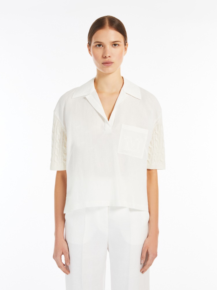 【送料関税込】MaxMara [パヴィディ] ピュア リネン ポロ ニット 送料関税込】Max Mara パヴィディ ピュア リネン ポロ ニット