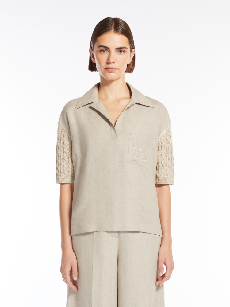 Max Mara マックスマーラ トップス ニット PAVIDI パヴィディ ピュア リネン ポロ 2511361042600 レディース ホワイト Linen polo jumper, sand | 