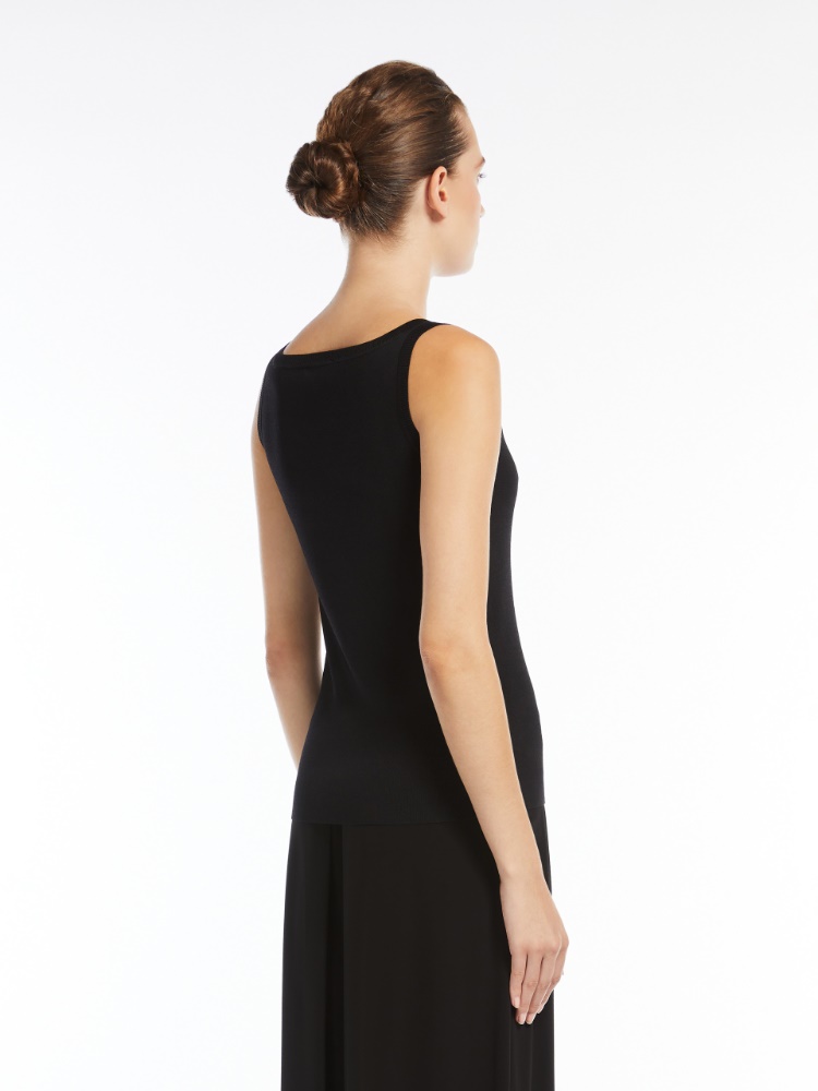 Viscose crêpe top, black | 