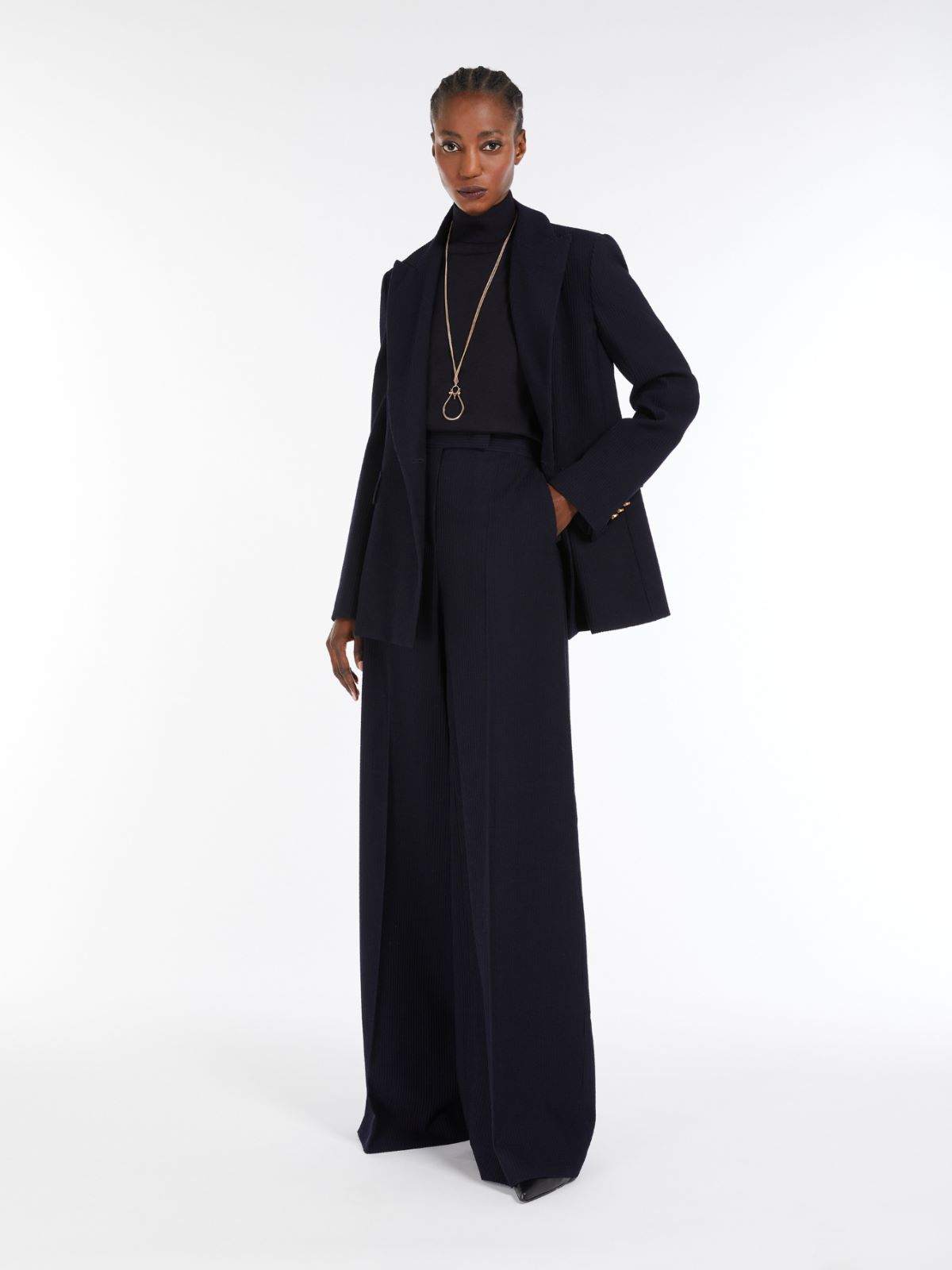 Pull à col roulé en fil de laine - BLEU MARINE - Max Mara