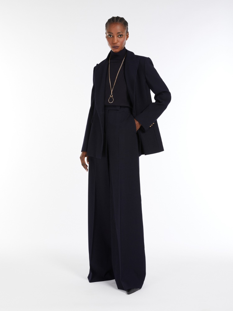 Pull à col roulé en fil de laine - BLEU MARINE - Max Mara - 2