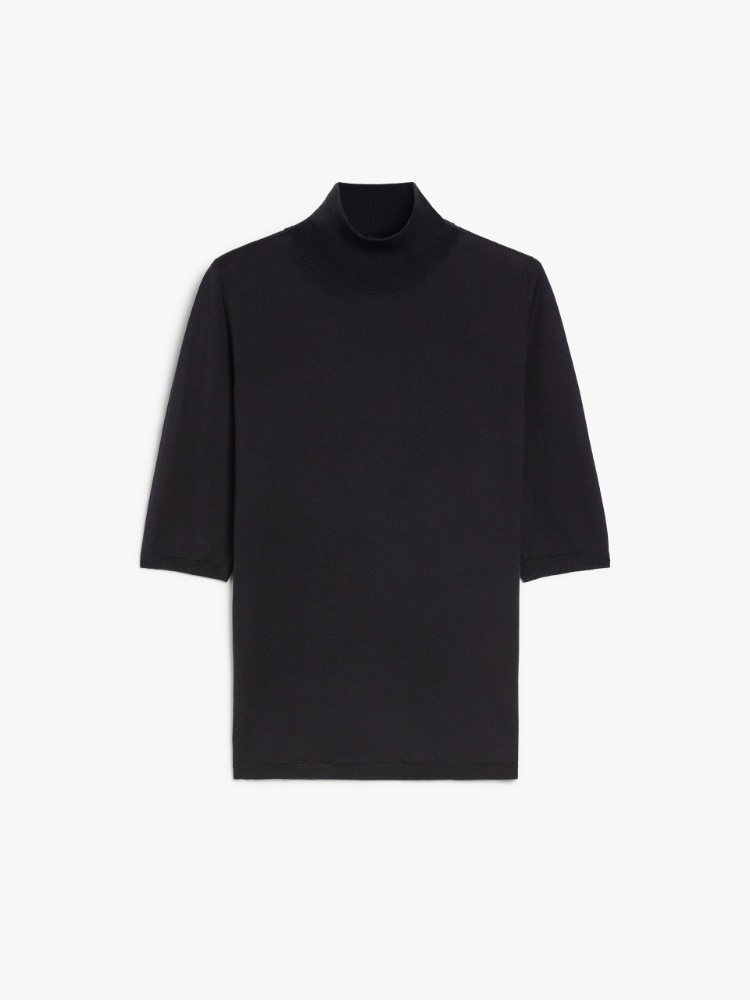 Pull à col roulé en fil de laine - BLEU MARINE - Max Mara