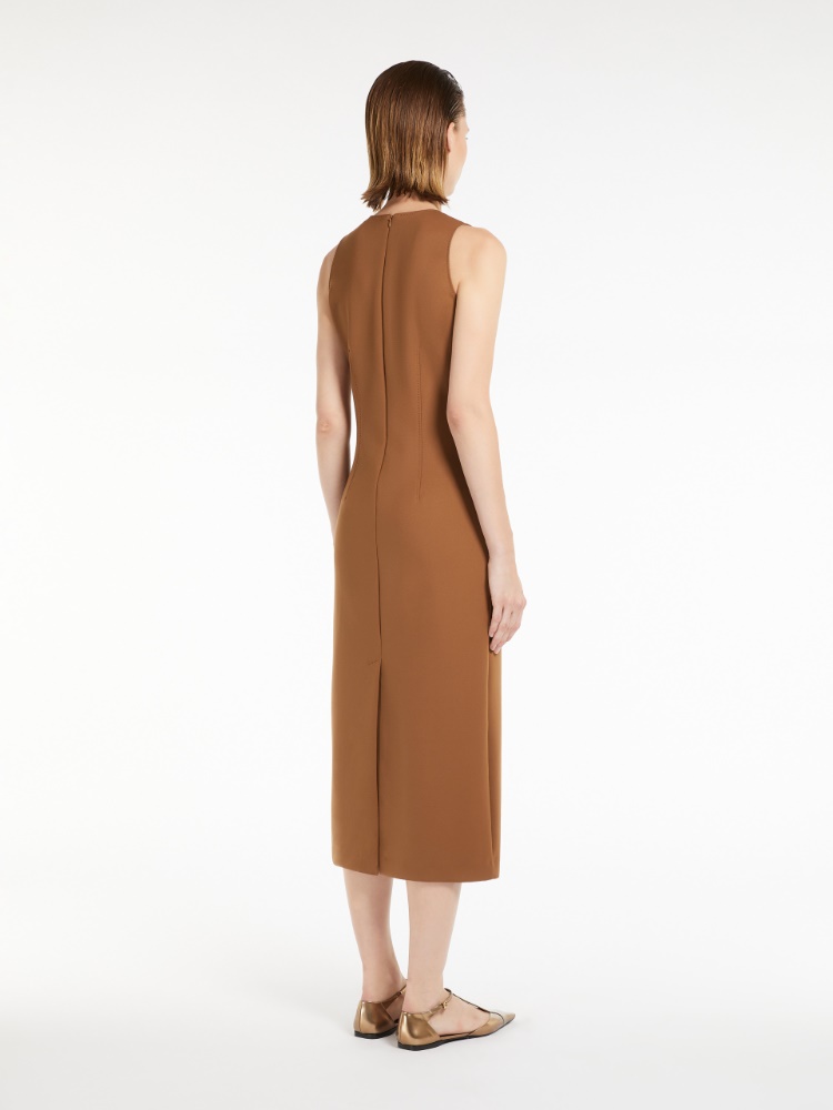 Slim-fit technical jersey dress, tobacco | 