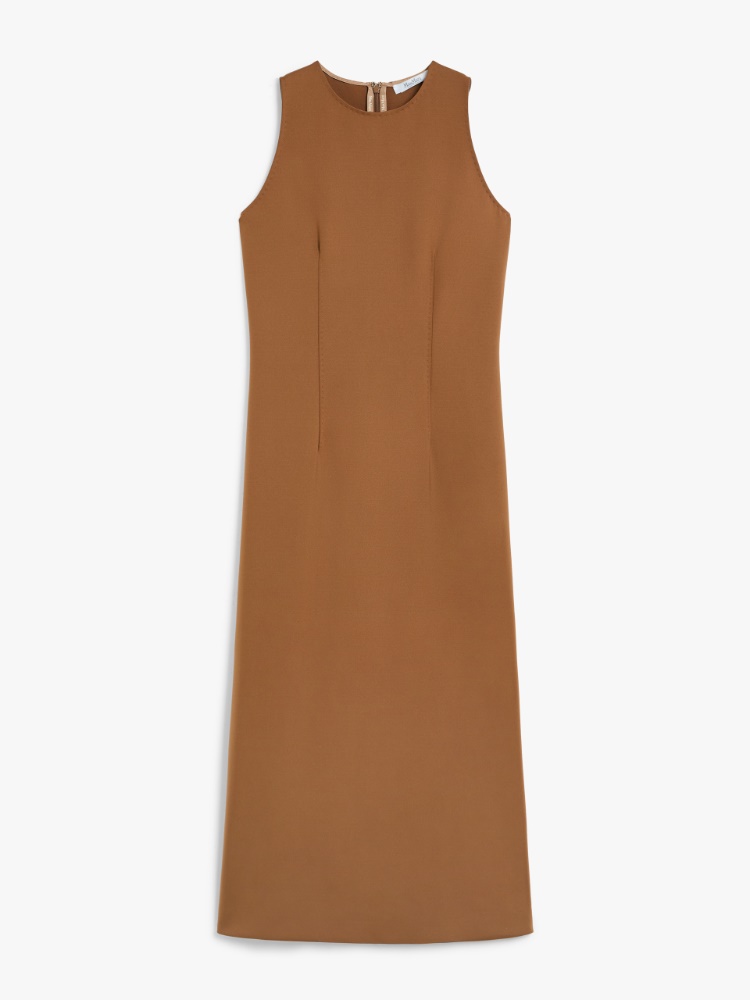 Slim-fit technical jersey dress, tobacco | 