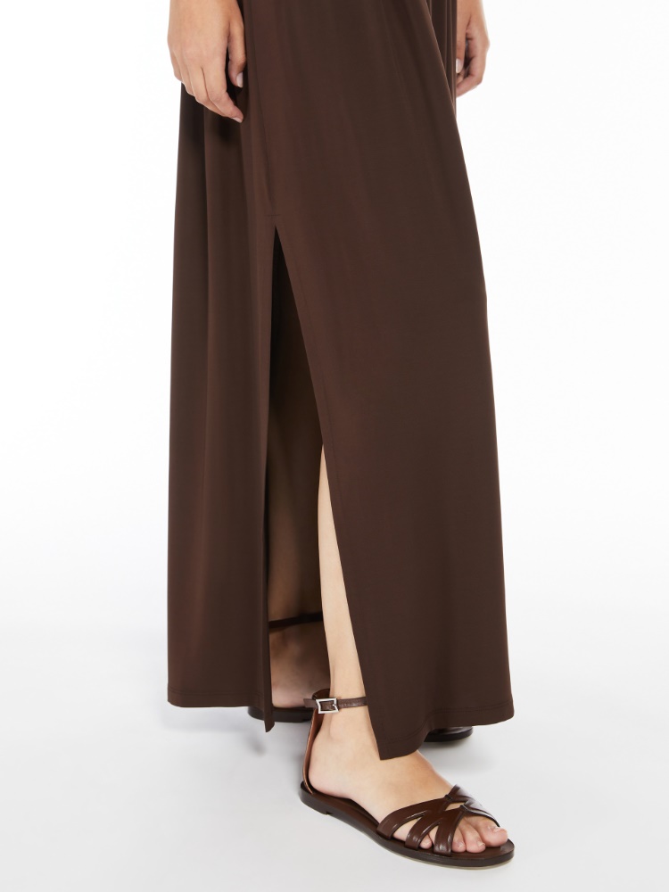 直営♪ Max Mara ロングストレッチジャージードレス WALTER Walter ジャージー ドレープ入り マキシドレス レディース | MAX