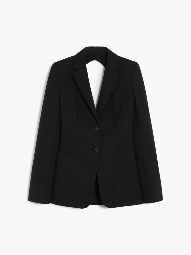 ジャケット Max Mara Slim jersey blazer Slim-fit compact jersey blazer, black | 