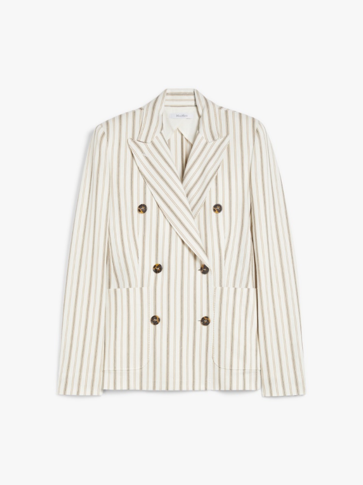 25SS new/Max Mara Pensileコットン＆リネンブレザー Blazer Slim-fit blazer in a patterned cotton and linen, sand