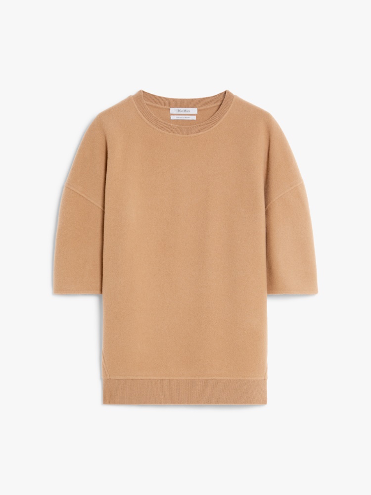 Wool and cashmere jersey coat, camel | 