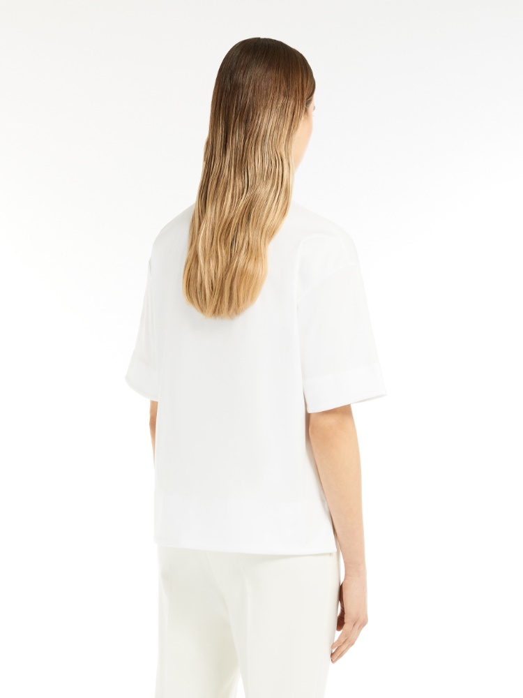 Tシャツ・カットソー MM Max Mara Woman Polo Shirt White 2516361087600 001 Won women's T-shirt in cotton 2516941012600 White Flowers