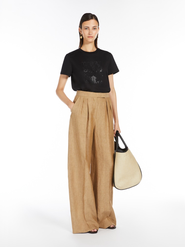 【関税/送料無料】S Max Mara*Slogan Printed Crewneck T-Shirt Max Mara Tacco Logo Dog Print T-Shirt-Black (Tops) IFCHIC.COM