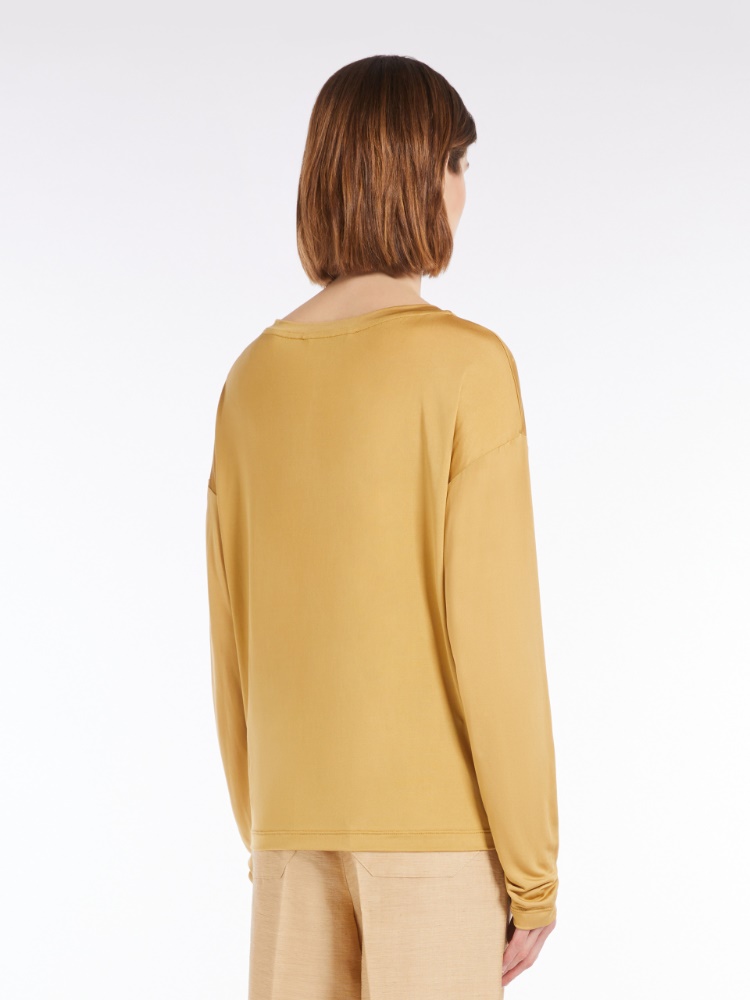 MAXMARA ピュアシルク ジャージー Tシャツ NEMI Relaxed-fit silk jersey T-shirt, gold |