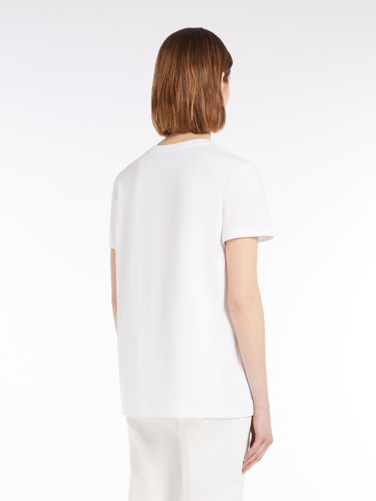 Printed cotton regular T-shirt, white | 