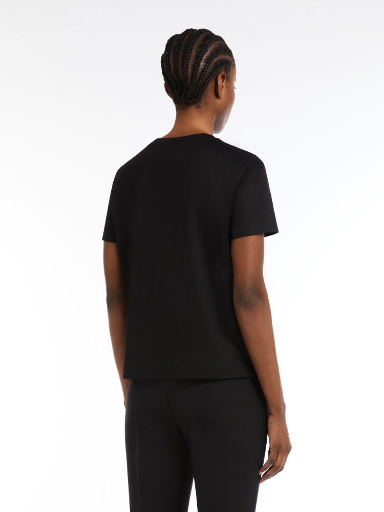 Tシャツ・カットソー MAX MARA Nerina cotton t-shirt with max mara embroidery Nero Cotton T-shirt, black |