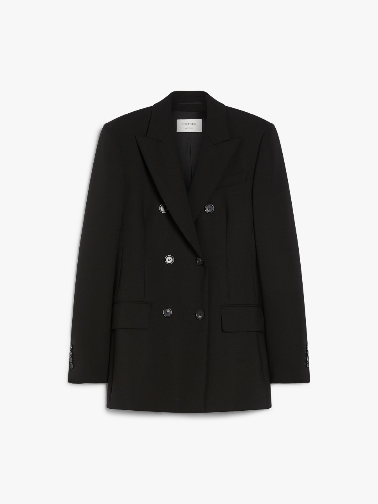 Stretch wool fitted blazer - BLACK - Max Mara