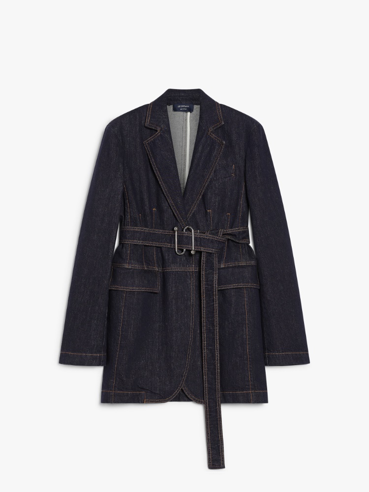 【関税＆送料込み】Max Mara Denim-Effect Cotton Blazer Max Mara AGGUATI Denim-effect cotton blazer | REVERSIBLE