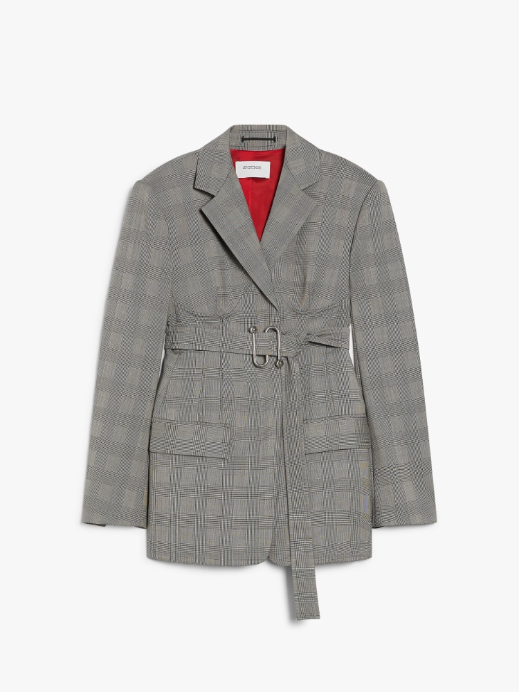 Fitted jacket with belt, black | 