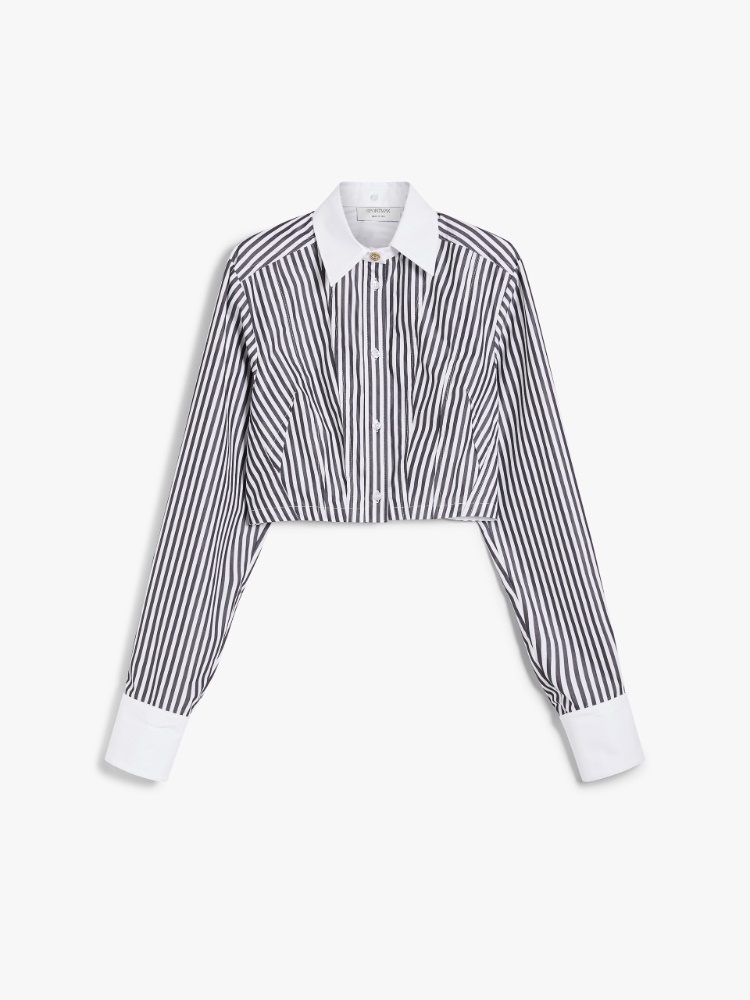 MaxMara スタンプ柄 長袖シャツ R6 Cotton-poplin shirt dress, ultramarine | 