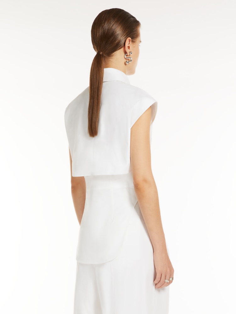 Pure cotton sleeveless shirt, optical white | 
