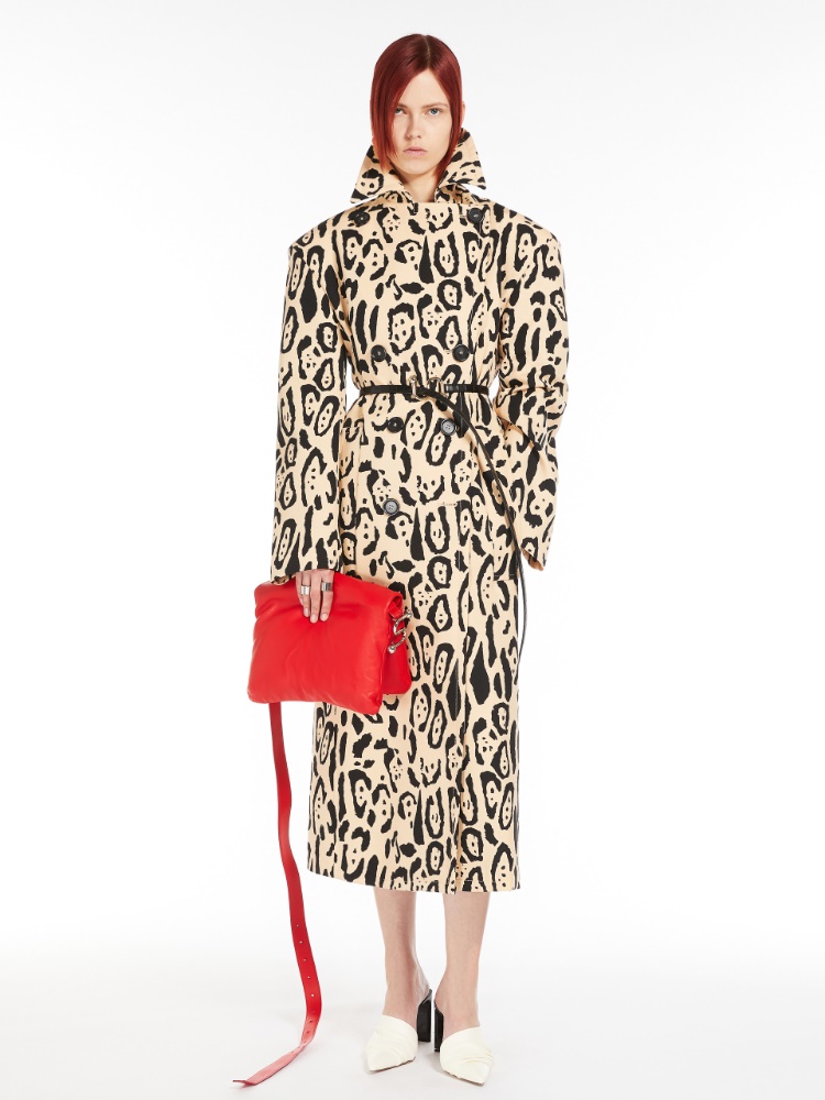 Pure cotton animal-print trench coat - BEIGE GOLDEN - Max Mara