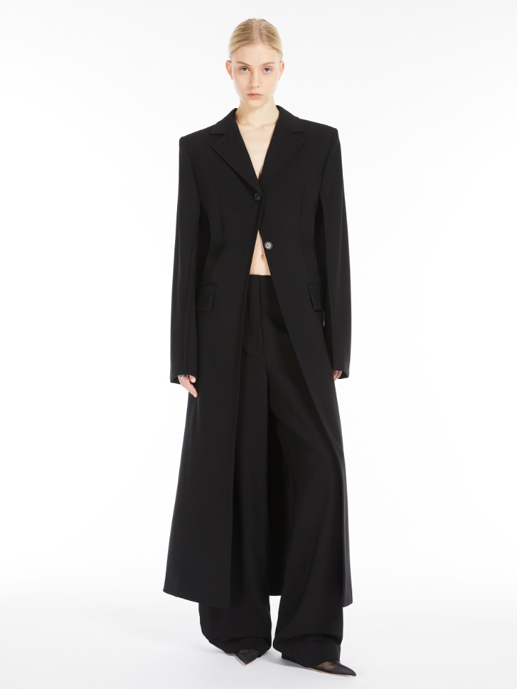 Stretch duster coat in technical viscose - RUNWAY - BLACK - Max Mara