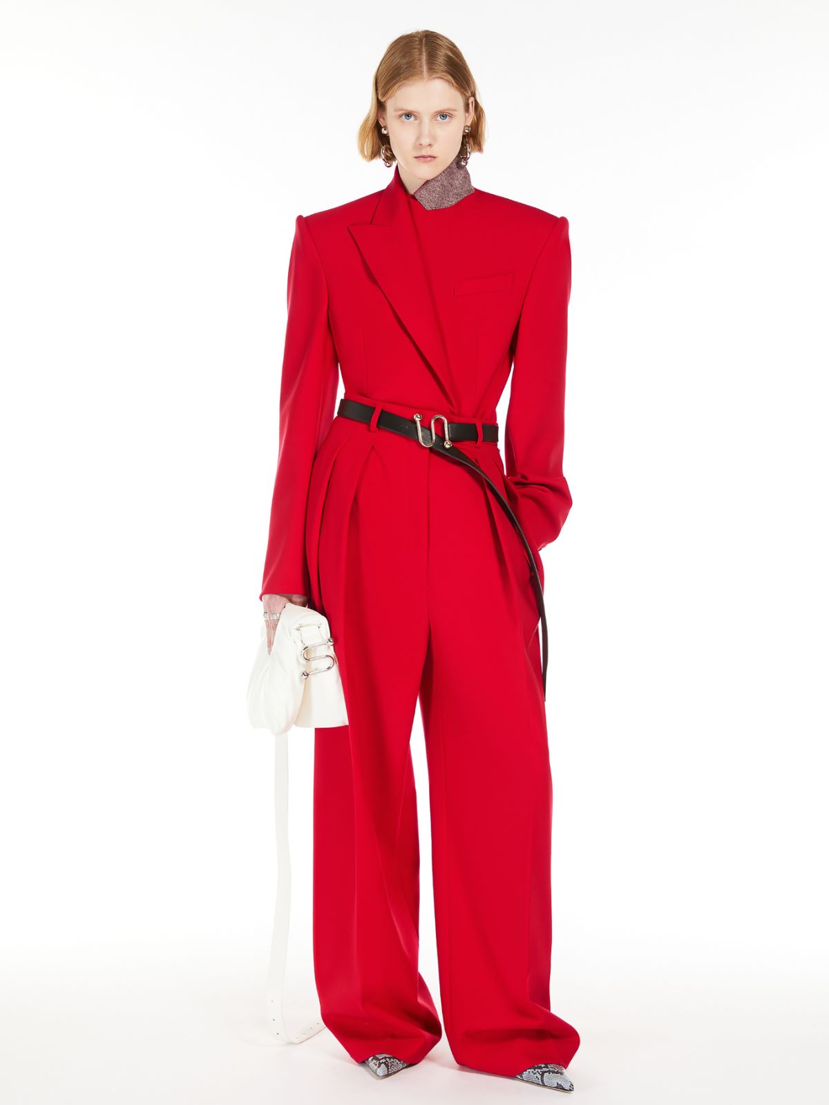 Stretch wool boyfriend trousers + RED - Max Mara
