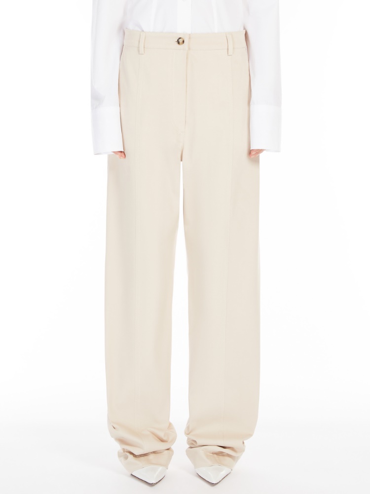 パンツ Max Mara Pure Trousers Beige Pure cotton wide-leg trousers, beige | 