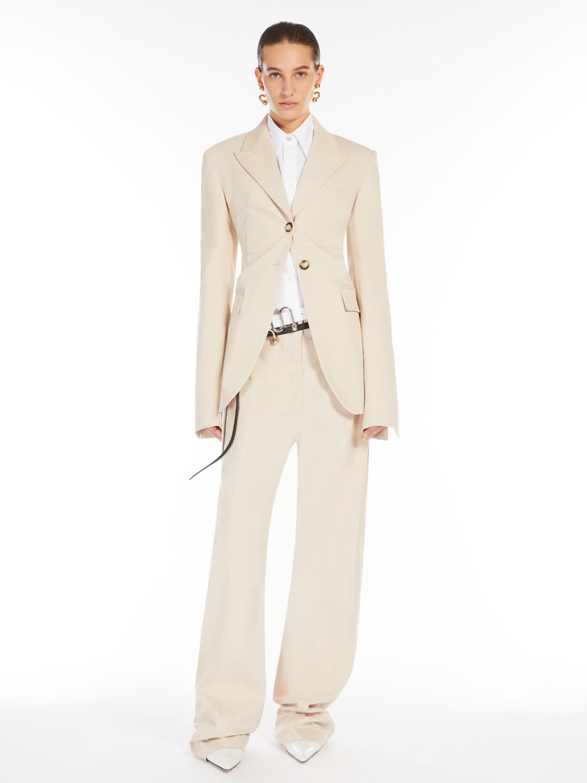 Pure cotton wide-leg trousers + BEIGE - Max Mara