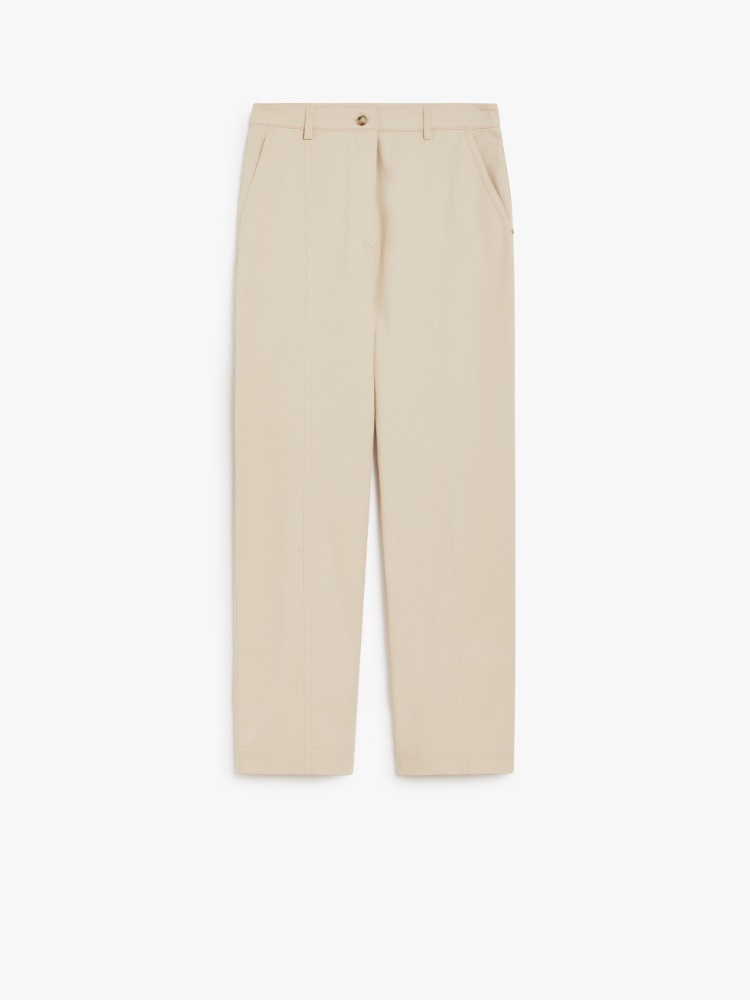 Pure cotton wide-leg trousers - BEIGE - Max Mara
