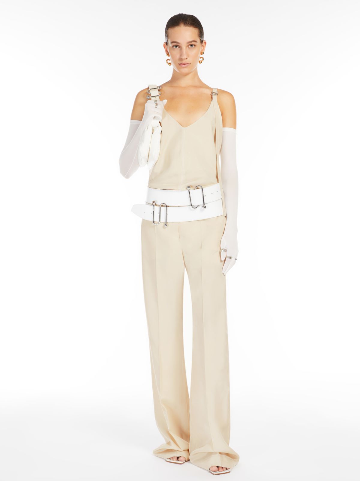 Plunging-neck top + IVORY - Max Mara
