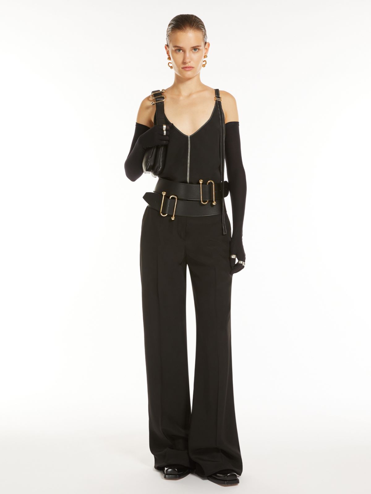 Plunging-neck top + BLACK - Max Mara