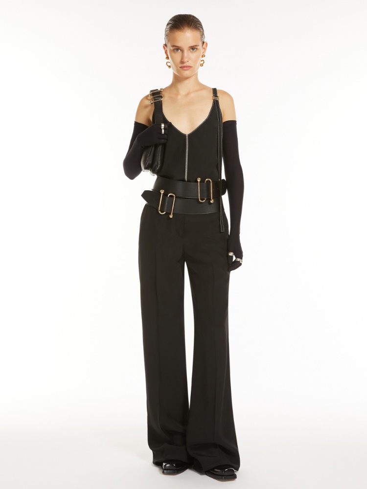 Plunging-neck top - BLACK - Max Mara