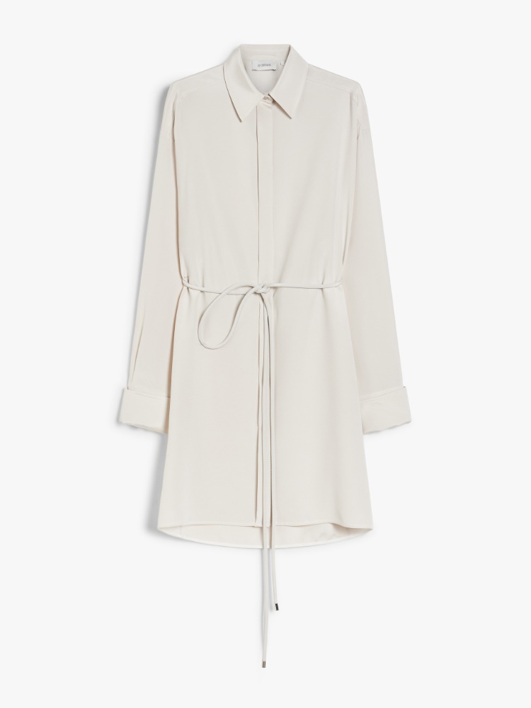 Oversized stretch-silk shirt dress - SILVER - Max Mara