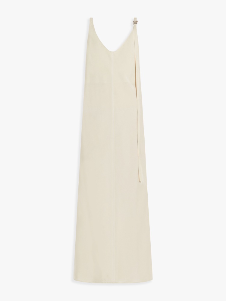 Long dress with removable shoulder strap detail, ivory
