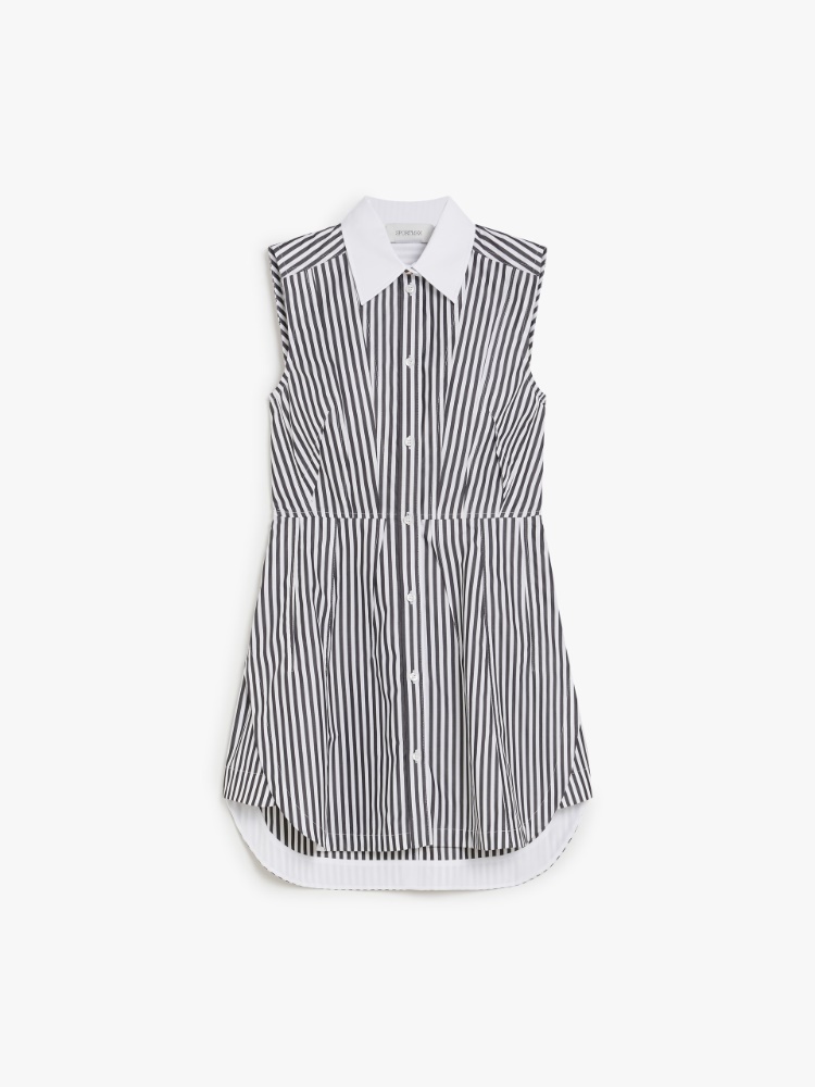 Short striped poplin dress - BLACK - Max Mara