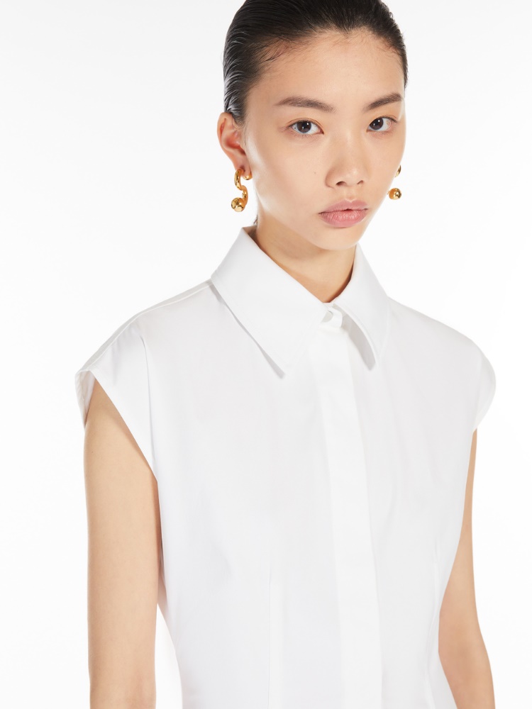 Sleeveless cotton dress, optical white | 