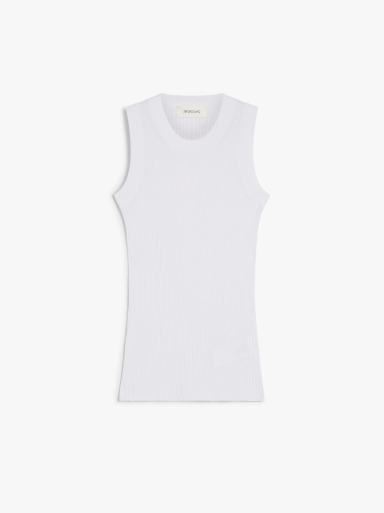 Ribbed cotton tank top - WHITE - Max Mara
