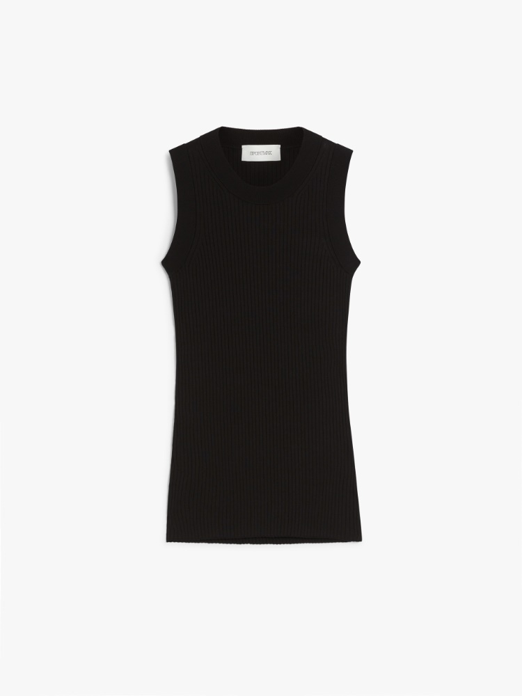 Geripptes Tanktop aus Baumwolle - SCHWARZ - Max Mara