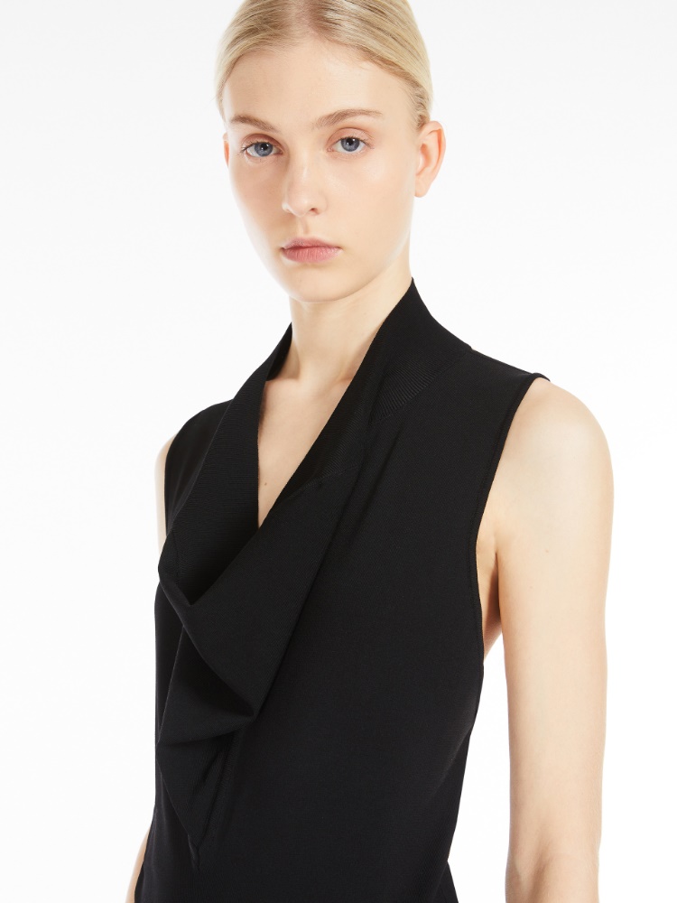 ブラジャー MAX MARA Women Bodysuit Tops STELVIO006 Black Bodysuit with draping - RUNWAY, black | 