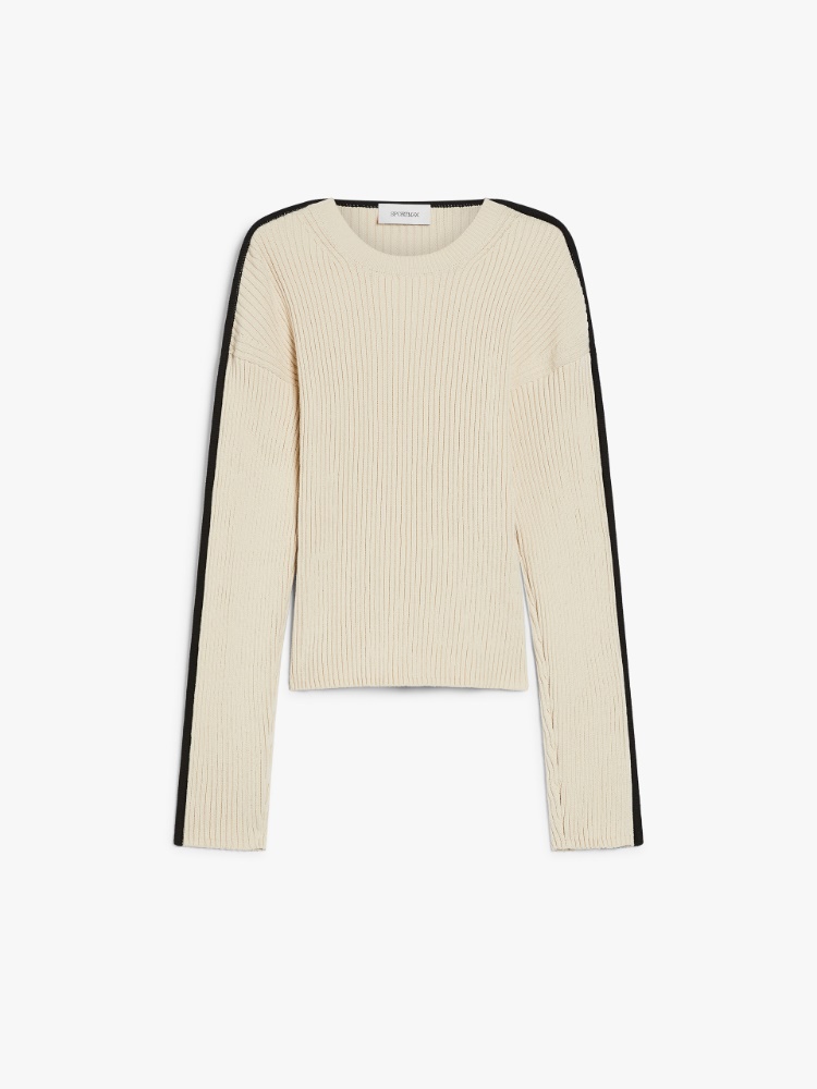 Stretch cotton fitted jumper - IVORY - Max Mara