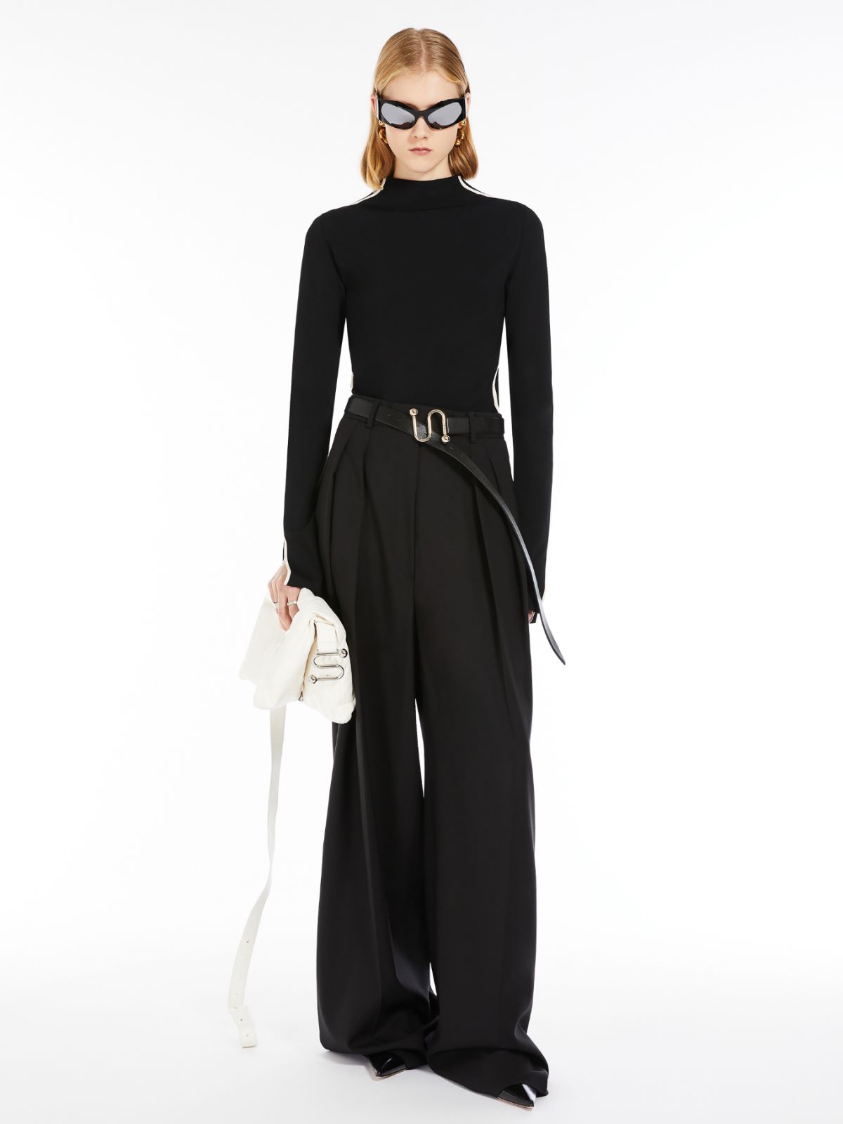 Fitted jumper with contrasting trims + BLACK - Max Mara