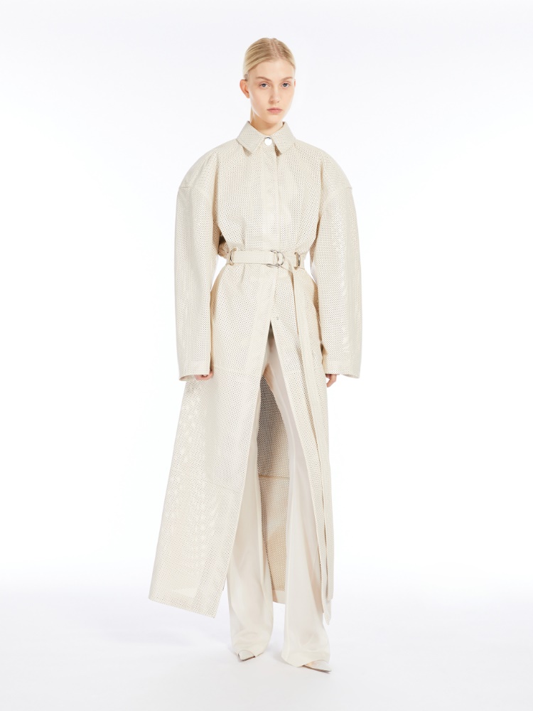 Long Nappa leather trench coat - RUNWAY - IVORY - Max Mara