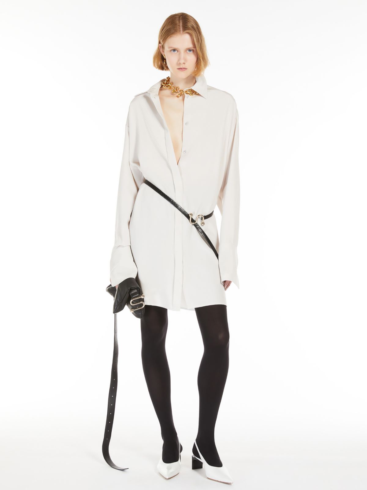 Low slingbacks in shiny calfskin with a pointed toe + WHITE - Max Mara