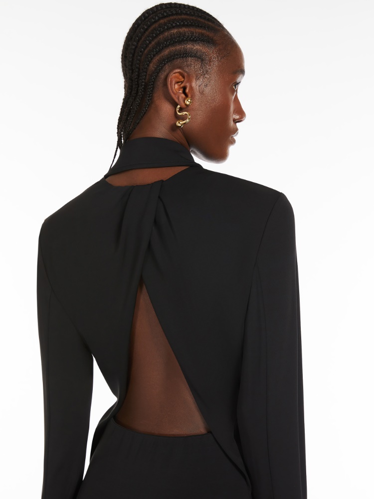 Crêpe jersey shirt dress, black | 