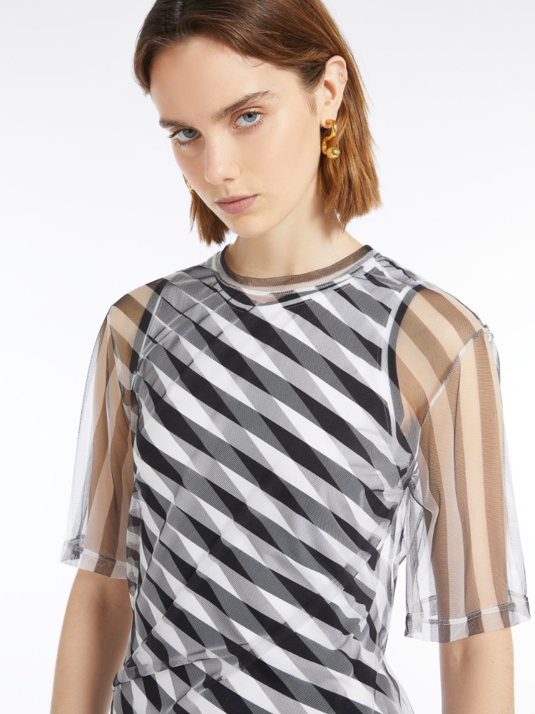 正規品★MAX MARA ダブルレイヤー Op-art ドレス Double op-art dress, black | 