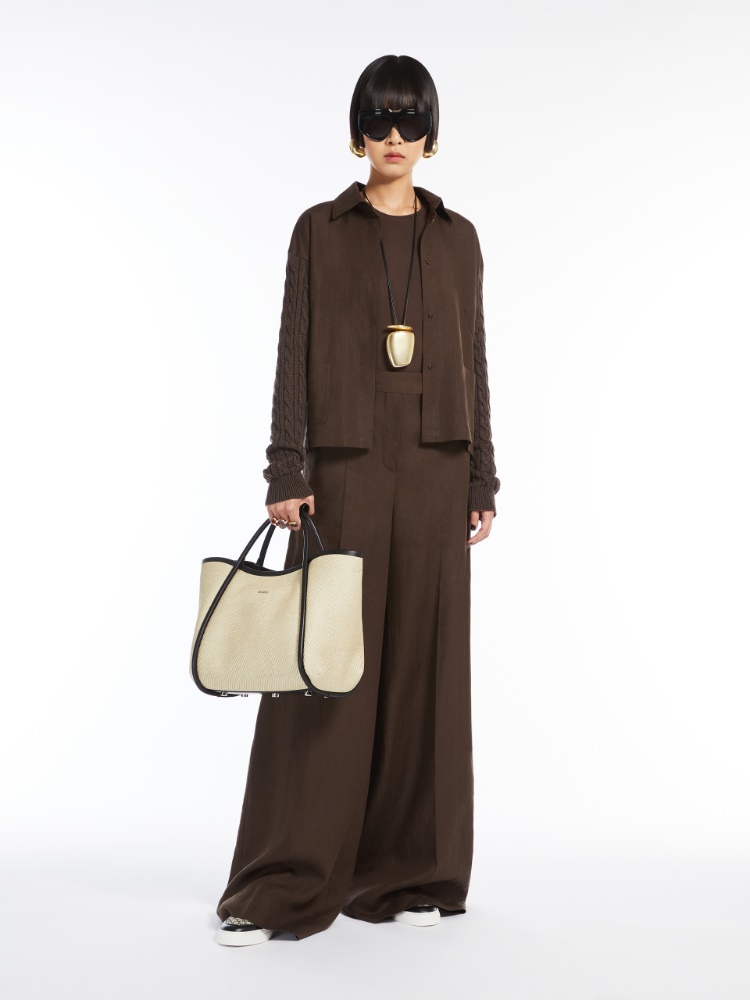 【Max Mara】SUMMERMARINEM ミディアム トートバッグ Small raffia-look fabric Marine bag, ice | 