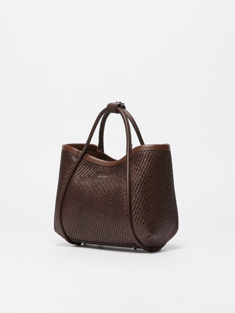 MAX MARA ロゴ SUMMERMARINEXS ラフィア 2Way ハンドバッグ 茶 マリン] ラフィア エフェクト エクストラ スモール バッグ, dark