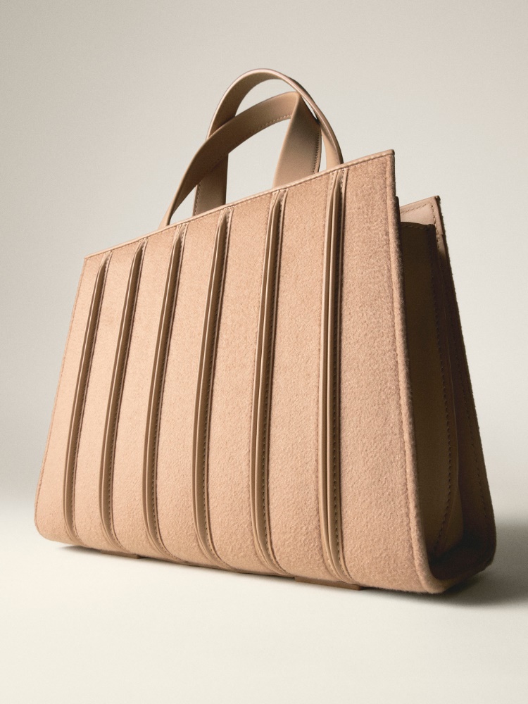 Medium cashmere and leather Whitney Bag + HAZELNUT BROWN - Max Mara