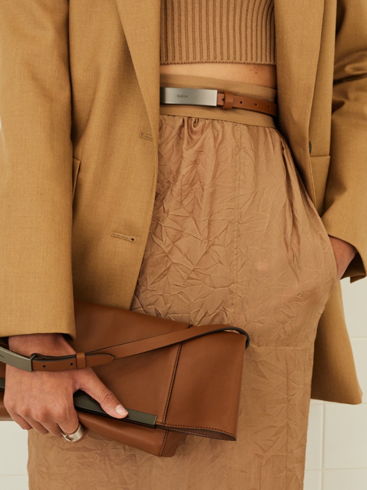 Small natural leather clutch bag + COCOA - Max Mara