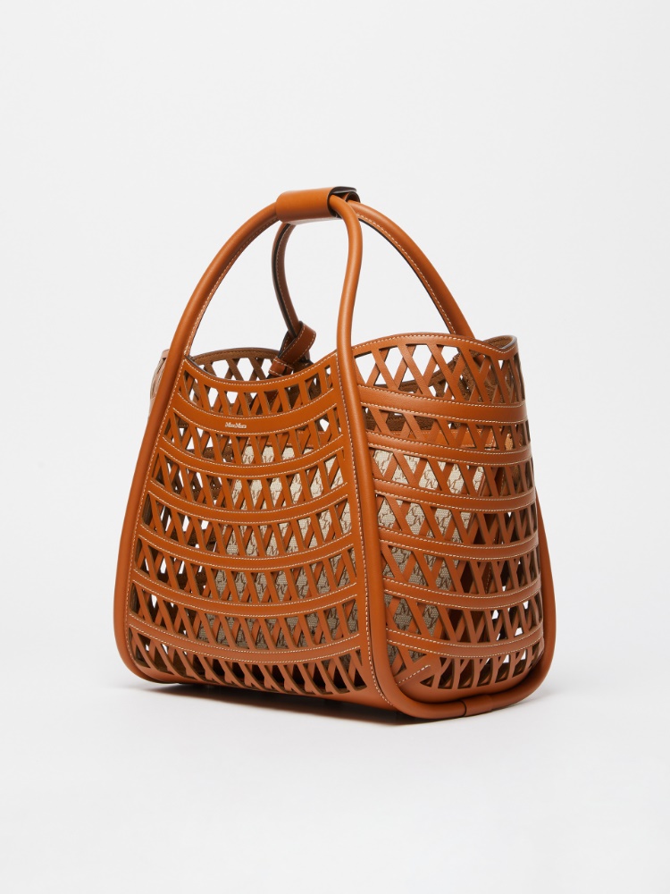 Woven leather small Marine bag, light brown