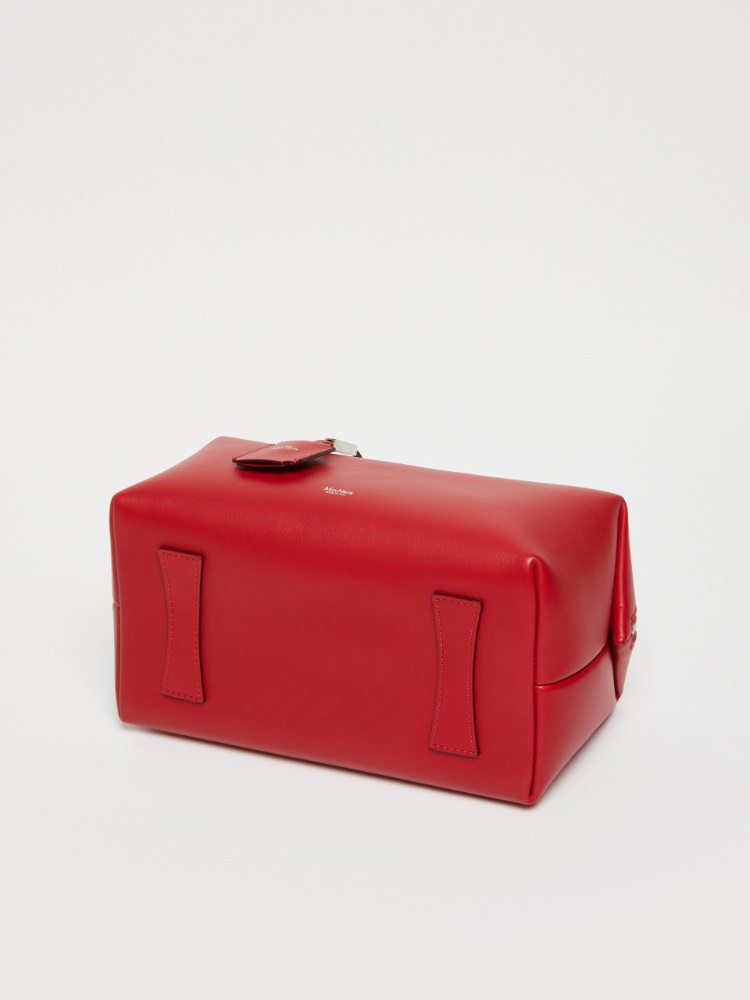 Natural leather satchel bag, red | 